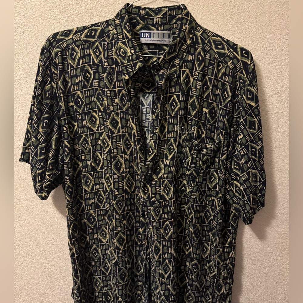 Untied casual Black Patterned Men's button down
